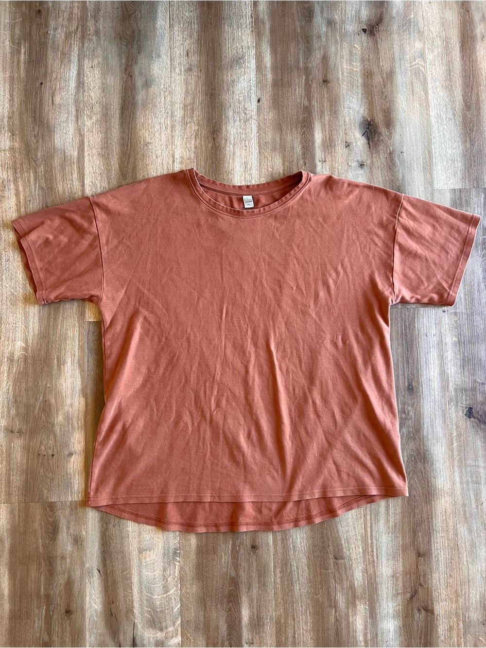 Goumi Size M/L Oversized Short Sleeve Tee in Burnt Orange 100% Cotton